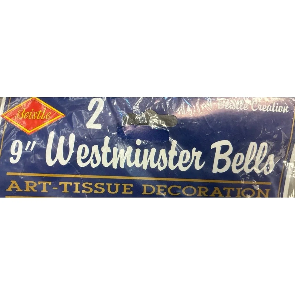 Beistle Westminster Bells (2) Honeycomb Pink Blue Baby Shower Reveal 80s Vtg NEW